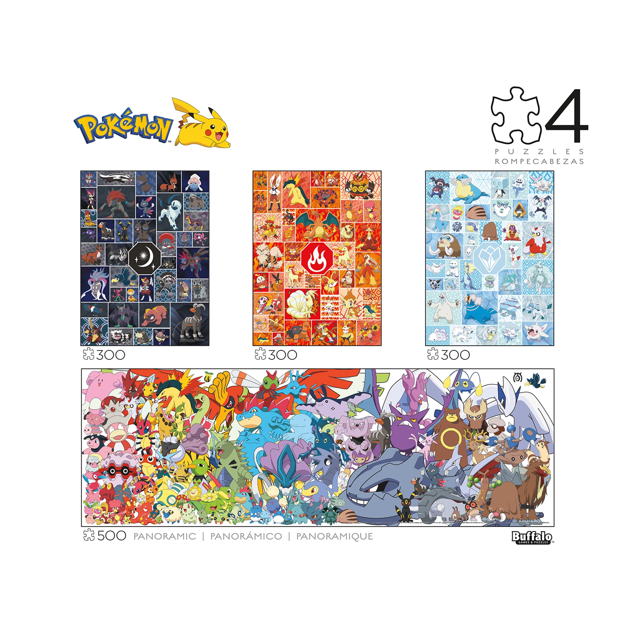 Buffalo Games, Pokémon Jigsaw Puzzle Multipack, 4-in-1, 300/500