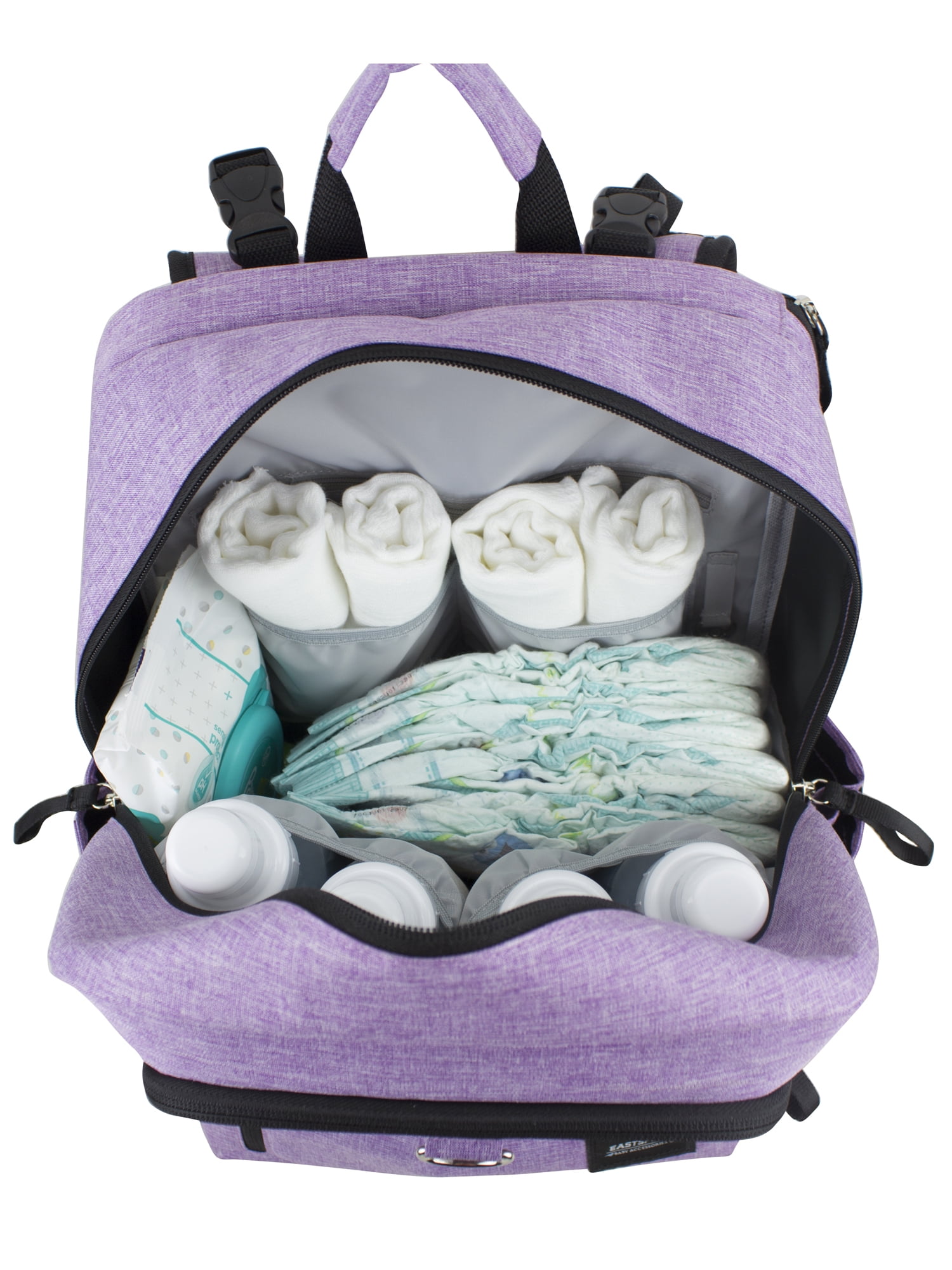 Eastsport Large Rubin Weekender Tech Backpack Diaper Bag for Adults and Kids, Light Purple