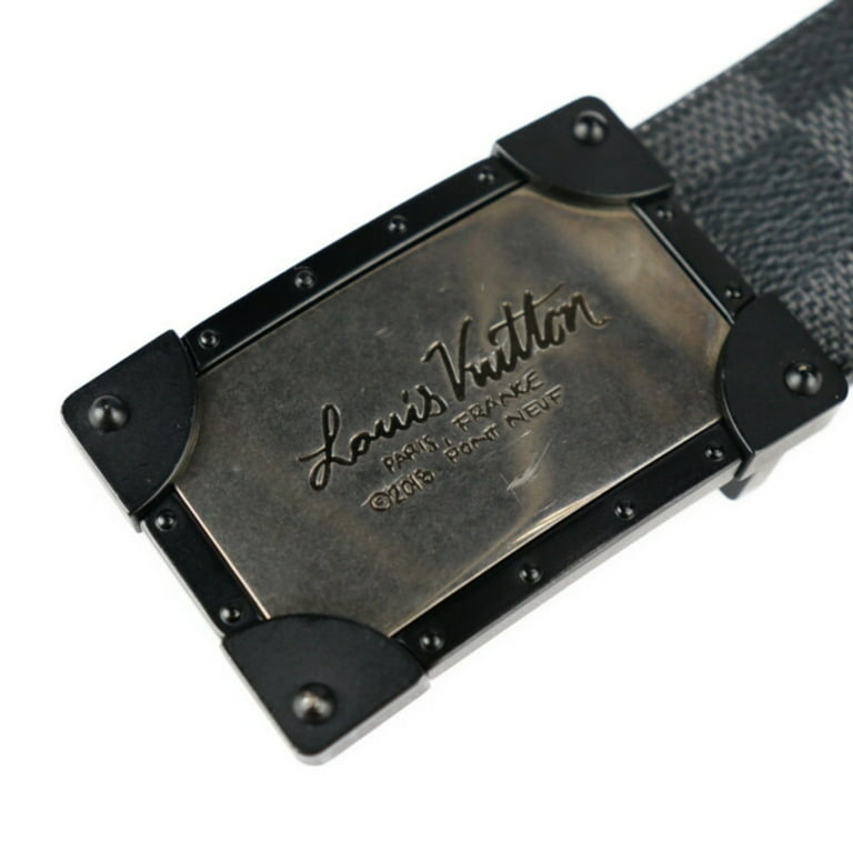 Authenticated Used LOUIS VUITTON Louis Vuitton Sunture Neo Trunk Belt M0184  Notation Size 95/38 Damier Graphite Canvas Leather Black Gray 