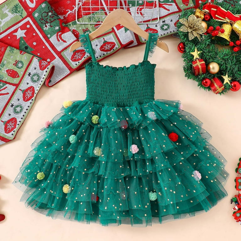 Mezzall Toddler Girls Sleeveless Christmas Holiday Dress Dance Party O-Neck Dresses Cute Dailywear