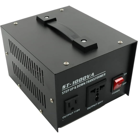 PET-U 1000 Watt Transformer Universal Receptacle Universal Dual Output Step-Up and Step-Down Power Transformer 110V to 220V/220V to 110V Circuit Breaker Protection