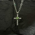thumbnail image 2 of Emerald Cross Heart Birthstone Necklaces,Zircon Cross Necklace Crucifix Religious Miraculous Medal Choker,Faith Necklace,Green, 2 of 7