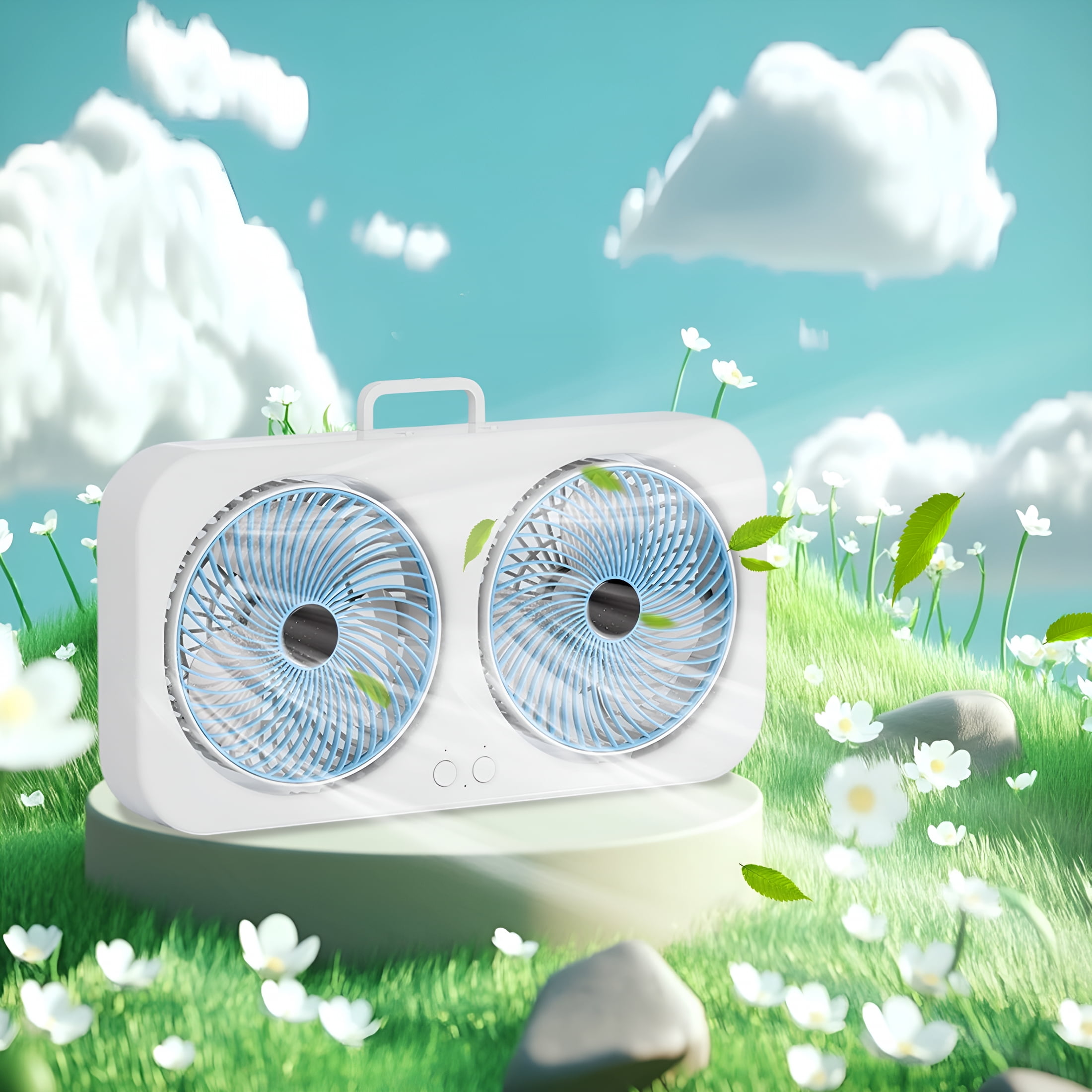 VANIDO Twin Window Fan with Hook 3 Levels Adjustable Window Fans Two-way Wall Mountable Desktop Portable Fan for Home,Kitchen,Bedroom,Office