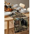 thumbnail image 6 of ERUNPONLY Vintage Black Bears Table Runner - 60 Inch Long Abstract Country Plaid Fish Retro Cotton and Linen Blended Dress Scarves Farmhouse Table Runner for Kitchen Dining, Coffee Table, 13"x60", 6 of 8