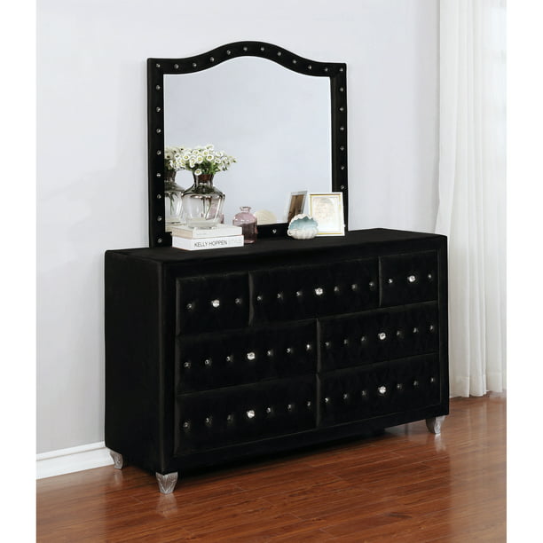 Deanna 7 Drawer Dresser With Removable, Modern Sleek Black Dresser