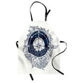 thumbnail image 1 of Adventure Apron Antique Marine Compass and Floral Whale Figure Mystical Victorian Vintage, Unisex Kitchen Bib Apron with Adjustable Neck for Cooking Baking Gardening, Dark Blue White, by Ambesonne, 1 of 3