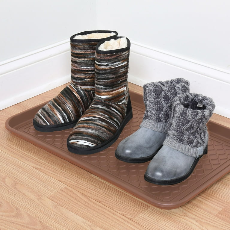 Great Working Tools Boot Trays for Entryway Set of 2 Heavy Duty Shoe Trays All Season Muddy Mats Wet Shoe Tray Snow Boot Tray Brown 23.75 x 15.5 x 1.25 Walmart
