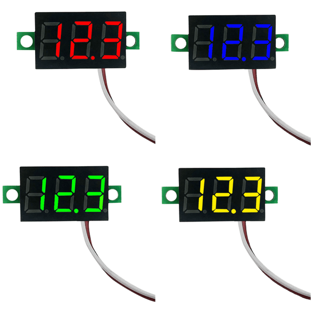 Pantalla voltaje 2 cables 2 5 V-40 V medidor pantalla LED 0 28 pulgadas (rojo)