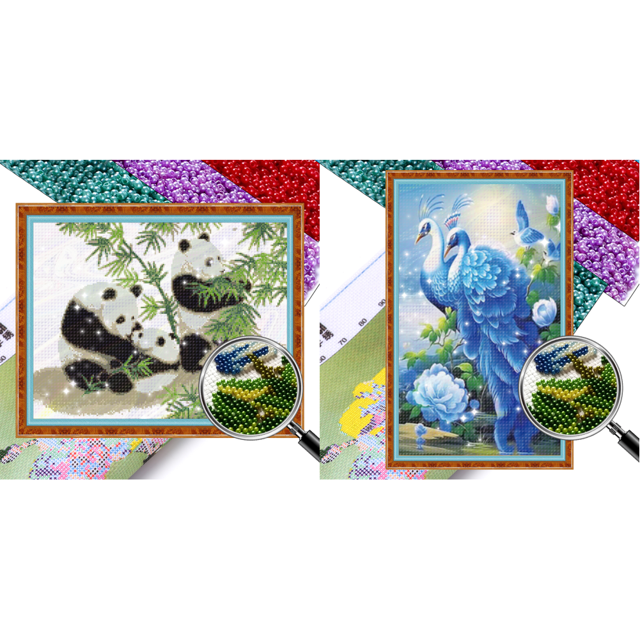 Kit Punto Cruz Panda Impreso Con Cuentas Bordado Parcial Arte para El 52x40cm 9CT