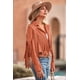 thumbnail image 3 of Abrigo PRETTYGARDEN para Mujer de Gamuza Sintética con Flecos, Corto, Naranja, Talla L, 3 of 9