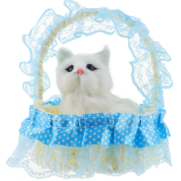 1 cesta tejida de imitación de gato, adorno decorativo, regalo para niños.