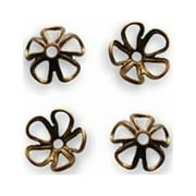 Vintaj Natural Brass Flower 6mm Blossom Bead Caps (4)