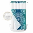 thumbnail image 2 of Teal Blue Boho No Hook Shower Curtain Waterproof,Bathroom Curtains with Snap in Liners and See Through Top Window,Retro White Rustic Flower Ethnic Pattern Hotel Bathtub Curtains Shower 36"Wx72"L, 2 of 8