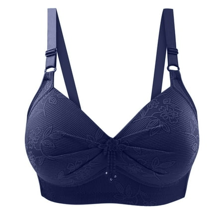 

SOOMLON Supportive Bras for Women Gathered Daily Bra No Underwire Bra Classic Bra Training Bras Blue M