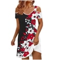 thumbnail image 4 of Mifsaly Cold Shoulder Mini Dresses for Women Short Sleeve V Neck Summer Graphic Print Shift Dress Casual Breathable Flowy Sundress 2026 M, 4 of 6