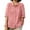 Pink, variant on Raeneomay Button Down Shirts 3/4 Length Sleeve tops for WomenFashion Solid Color Loose Round Neck Top