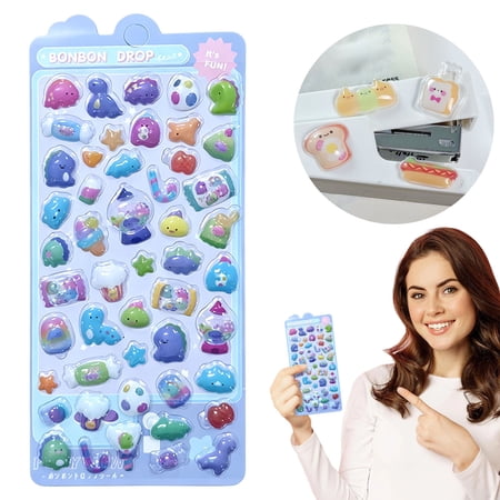 Multicolor Mini Puffy Designer Stickers for Toddlers 2-4 Years Travel Toys Airplane Car Road Trip Activities for Kids Ages 3-5 Farm Animals Sea & Mermaid Mess-Free Arts