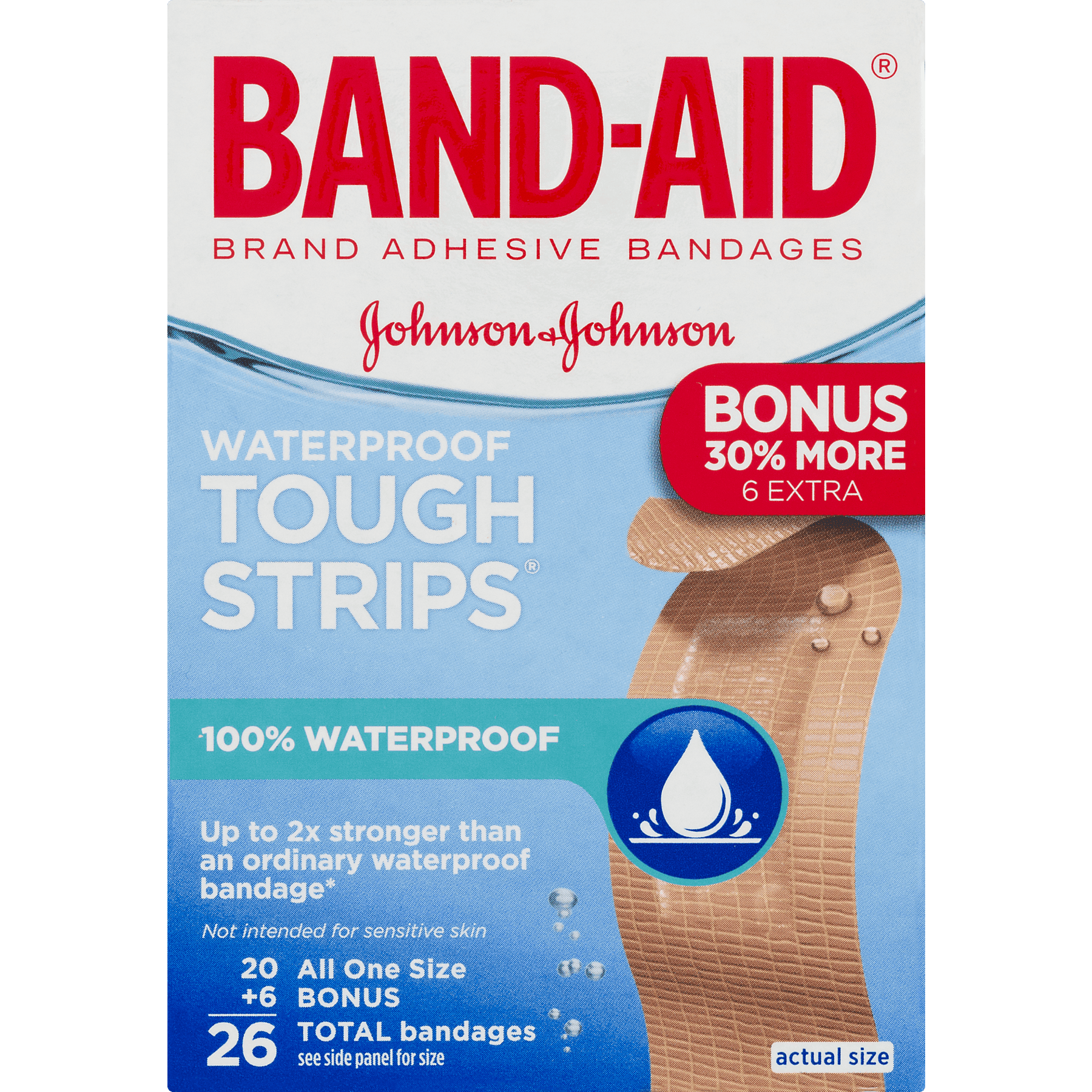 Band-Aid Adhesive Bandages Tough Strips Waterproof - 26 CT