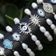 thumbnail image 3 of Pulsera elástica de perlas naturales de agua dulce, brazalete con cuentas de arcoíris, conector CZ, regalo para niñas, 3 of 4