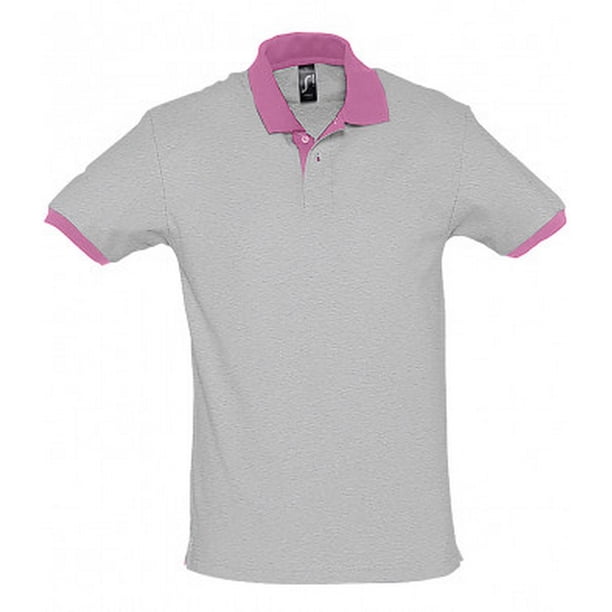 SOLS - Polo de manga corta 100% algodón de primera Modelo Prince Unisex hombre mujer (Gris jaspeado/Rosa orquídea)