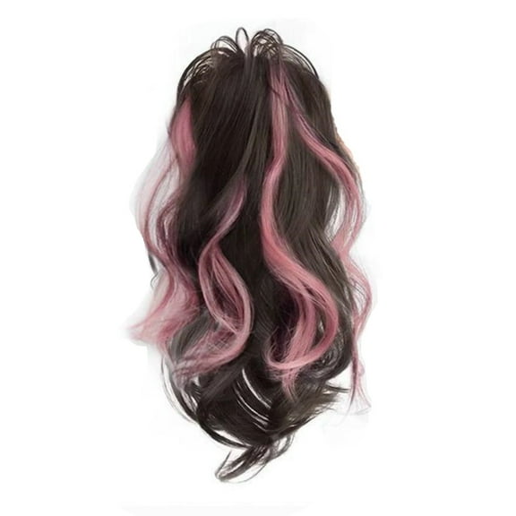 lixuesong Clip In Hair Extension With Colorful Highlight For Women Waterfall Claw Ponytail Synthetic Hairpiece Easy To Wear