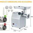 thumbnail image 2 of 2025 New Commercial Electric Meat Grinder, Stainless Steel Meat Mincer Max Yield 265lbs/H with 200r/m by 800W, Heavy Duty Sausage Stuffer with 2 Blades 2 Grinding Plates (6mm 8mm) for Kitchen, 2 of 7