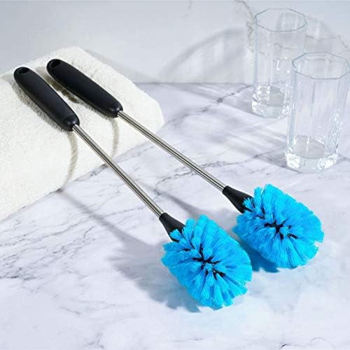 Stainless Steel Water Bottle Brush, Long Handle Scrubbing Brush, Built for Cleaning Sports Bottles, Baby Bottles, Cups, Coffee Mugs, Glasswares, Wine Decanters, Flask, 2 Pack, 15 in