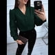 thumbnail image 4 of Blusas Informales de Negocios para Mujer, Camisas de Verano de Larga con Botones y Cuello en V, Blusas de . Verde L, 4 of 8
