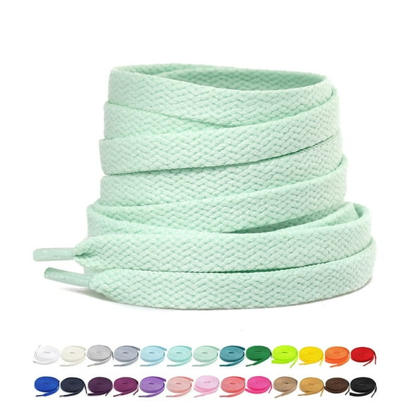 Stepace [2 Pairs Flat Shoe Laces for Sneakers 5/16"" Width 30""-72"" Length 26 Color Shoelaces Pea Green 54""(137 cm)