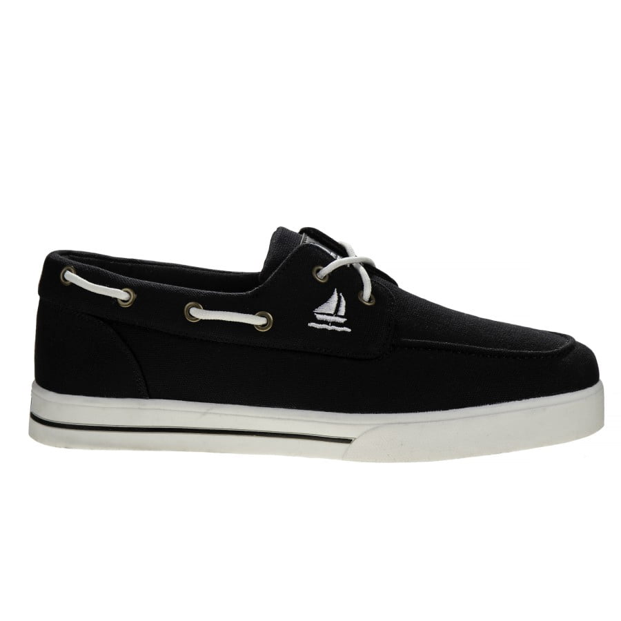 Sail Men'S Canvas Boat Shoes, Black, 8.5