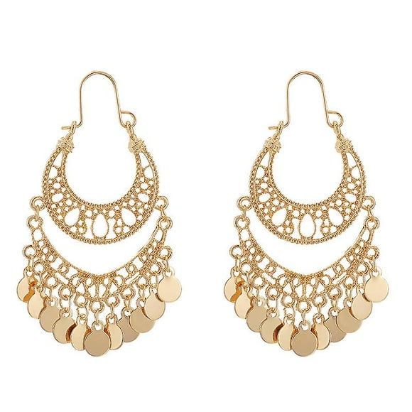 Gold Plated Filigree Cut-out Dangling Chandelier Earrings