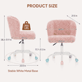 thumbnail image 6 of PAPROOS Adjustable Vanity Chair with Colorful Wheels, Swivel Faux Fur Makeup Chair, Cute Modern Adult-Size Wide Seat Home Office Chair for Bedroom, Apartments, 300lbs Capacity, Pink, 6 of 9