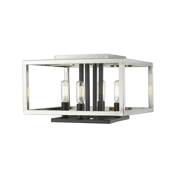 4 Light Flush Mount in Linear Style 13 inches Wide By 8.5 inches High-Brushed Nickel/Black Finish Bailey Street Home 372-Bel-2750784