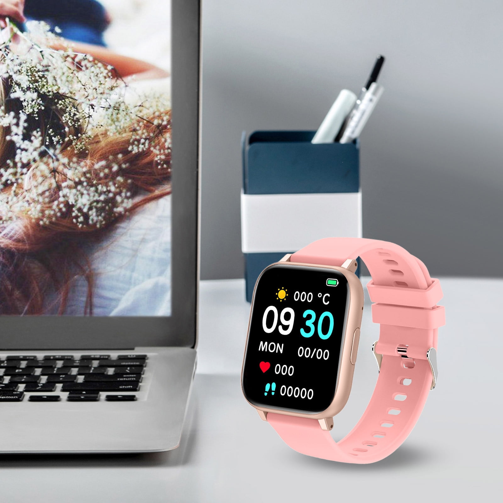 AZXY Smart Watch,Health Smart Watches,Android Smartwatch,Sports Touchscreen Bluetooth Smart Watch Waterproof for Men Women,Fitness Trackers,Pink