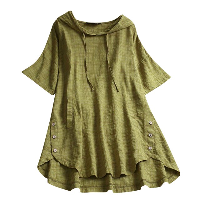 Gibobby Playera Moda Blusa informal larga suelta con flores, camisa de manga con botones estampados, blusa para mujer con cuello redondo(Verde, XXL)