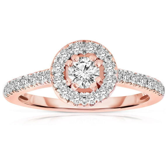1.50 Ct Round Cut Diamond Moissanite Engagement Ring In Halo And 10K Solid Rose Gold, Promise Ring, Anniversary Ring