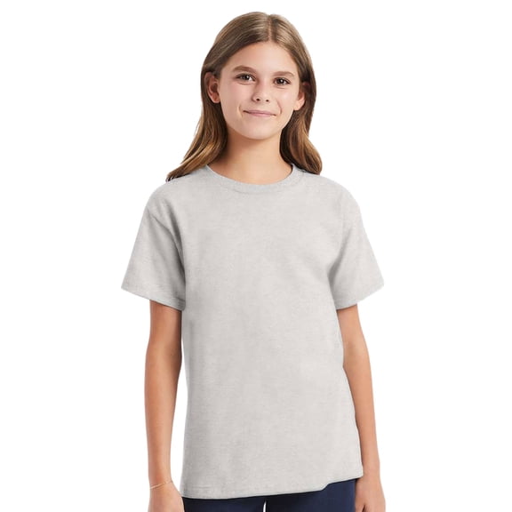 Crown Craze® Youth Essential-T Short Sleeve T-Shirt, 100% Cotton Classic Fit Plain Crew Neck Tee (Ash, M)