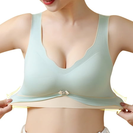 

ERTUTUYI Ladies Seamless Beauty Back Underwear No Steel Ring Sports Bra Push Up Comfortable Underwear Green XL