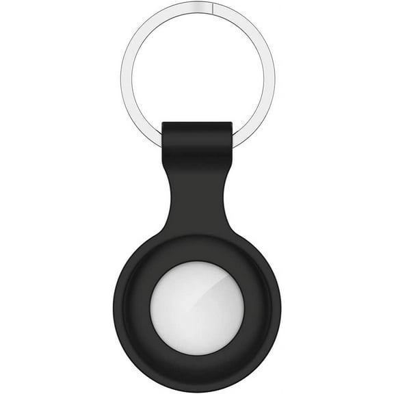 Silicone Holder Case for AirTag Anti-Scratch Protective Skin Cover with Anti-Losing Keychain Ring Accessory Compatible with Apple AirTags Tracker (Black)