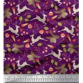 thumbnail image 1 of Soimoi Modal Satin Fabric Leaves & Reindeer Animal Print Sewing Fabric Yard 42 Inch Wide, 1 of 3