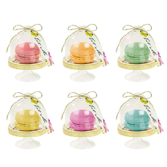 Alice's Tea Party Cake Domes - Set of 6 Multicolor Mad Hatter Inspired Covers for Weddings, Birthdays, and Special Events