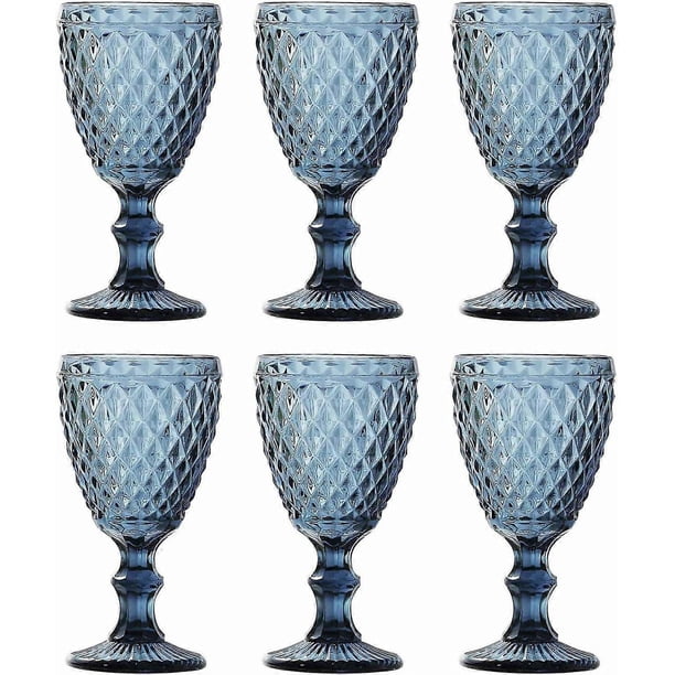 6 Piece Set Glass Net King Wine Glass Glasses Wine Glasses Water Glass Long Drinking Glass - Blue