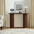 thumbnail image 3 of PHOYAL 42.51" Long Walnut Console Table with Vertical Stripe, Oval Fluted Sofa Table with Curved Edge Design for Entryway Hallway Living Room, 3 of 6