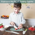 thumbnail image 5 of Kids Knife Set, Kids Knifes for Real Cooking, 3 Pieces Kids Knife with Cutting Board, BPA-Free Kids Kitchen Knife with Serrated Edges for Cutting Fruit, Vegetable, Salad, Bread, Cake, Sandwich, 5 of 5
