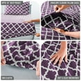 thumbnail image 3 of Lux Decor California King Bed Sheets 4 Piece, Soft Microfiber, Deep Pockets - Quatrefoil Pattern, 1 Fitted & 1 Flat Sheet, 2 Pillowcases, Purple, 3 of 8