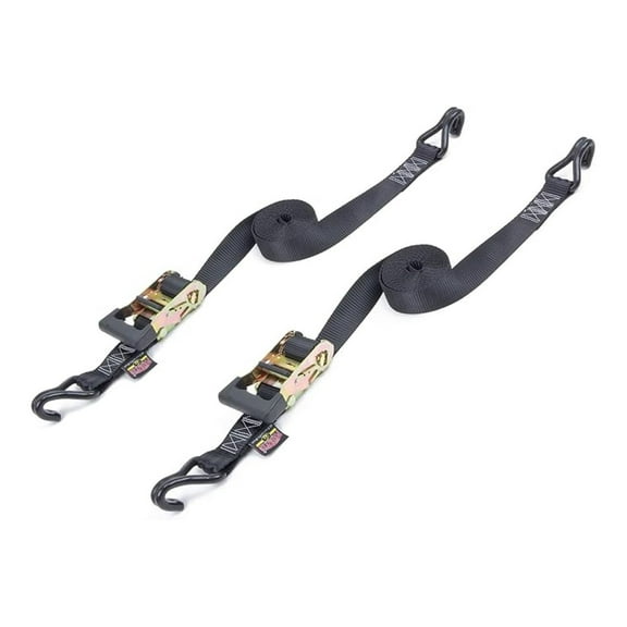 Ratchet Tie Down Straps 1.5in x 12ft (2-Pack) - 1000 lb WLL - Heavy Duty Double J Hooks - Rubber Handle - Made in USA