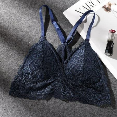 

Altssales Women Lace Hem Cross Back Wirefree Padded Bra