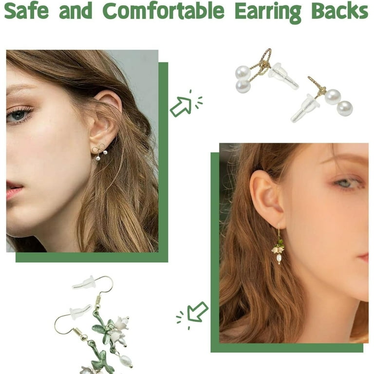 Silicone Earring Backs, Full Cover, 20PCS Clear Earring Backs Replacements,  Hypoallergenic Earring Stoppers, Soft Ear Backings for Studs Hook Earrings  