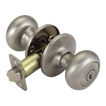 Satin Nickel Finished Door - Design House 753327 Cambridge 2-Way Latch Entry Door Knob, Adjustable Backset, Satin Nickel Finish