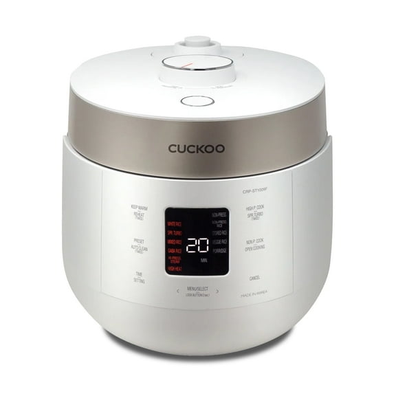 CUCKOO Twin Pressure Rice Cooker 6-Cup Uncooked / 12-Cup Cooked with Nonstick Inner Pot, Versatile Rice Maker & Warmer with 16 Menu Options, Open Cooking Mode, Voice Guide, White (CRP-ST0609FW)